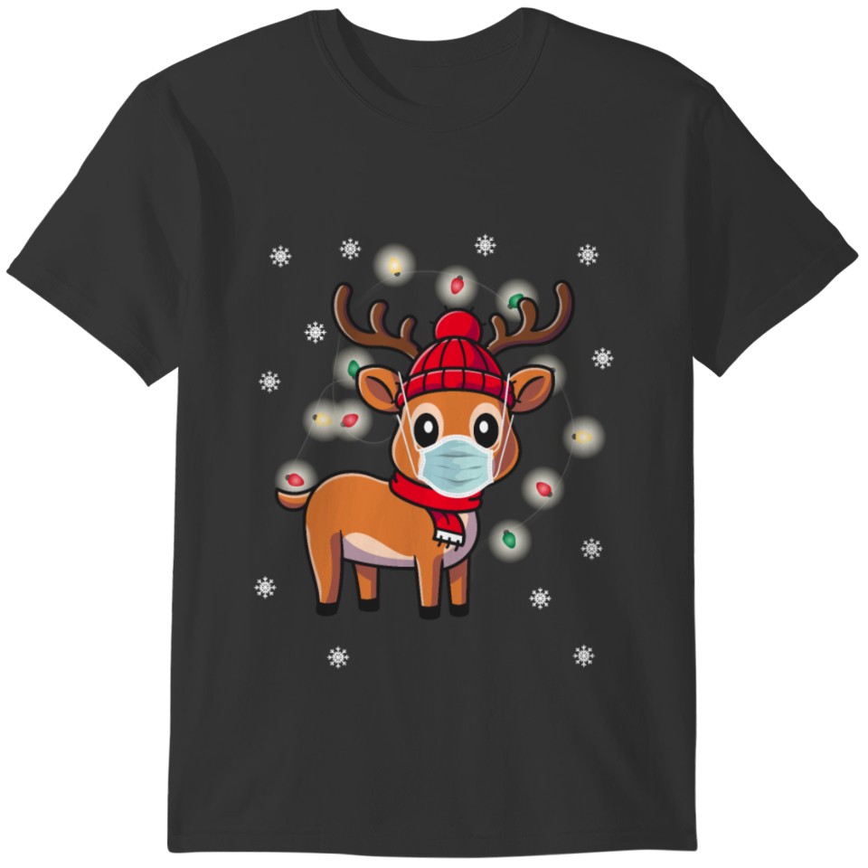 Christmas 2021 reindeer with face mask T-shirt