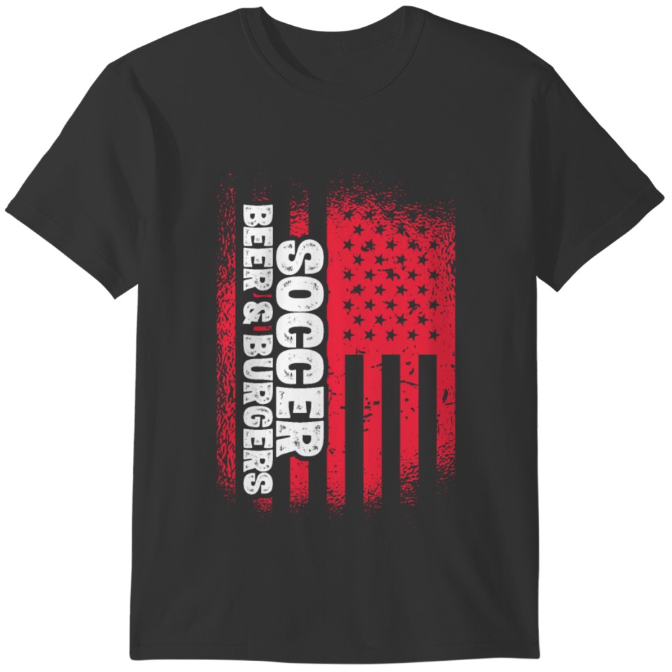 Soccer Beer And Burgers US Flag print T-shirt