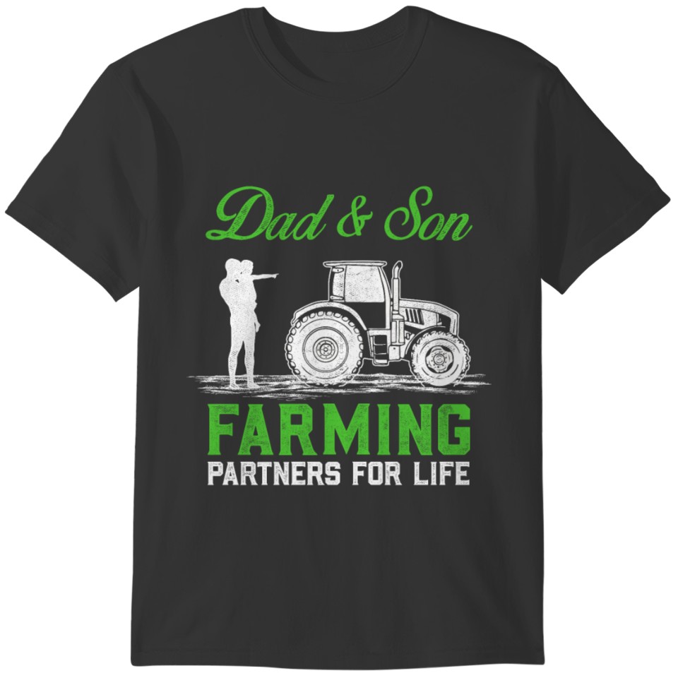 Dad And Son Farming Partners For Life Tractor Agri T-shirt