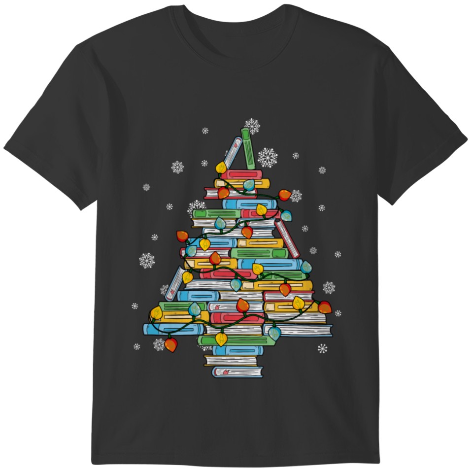 Teacher Christmas Tree Merry Christmas Book Xmas T-shirt