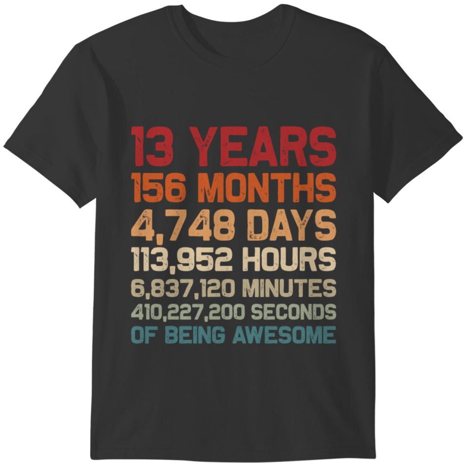 Vintage 13 Years Old Boys Girls 13th Birthday Gift T-shirt