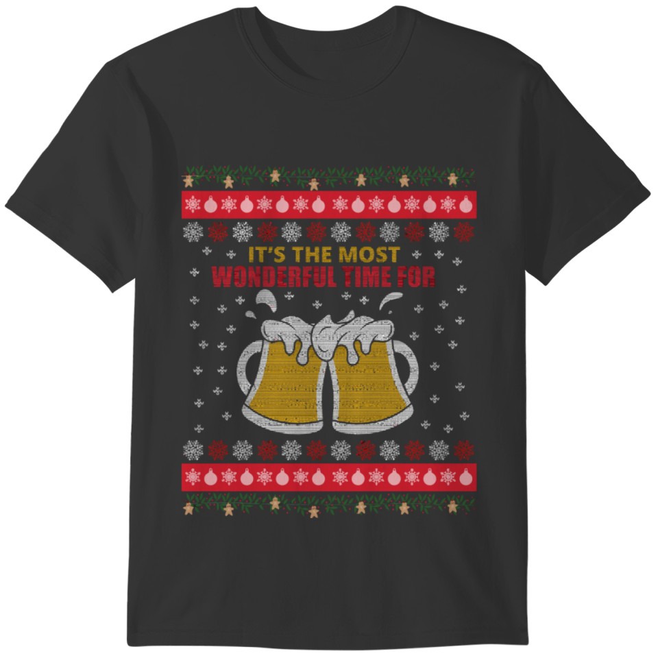 Funny Christmas Time Beer Xmas Alcohol Bier Santa T-shirt