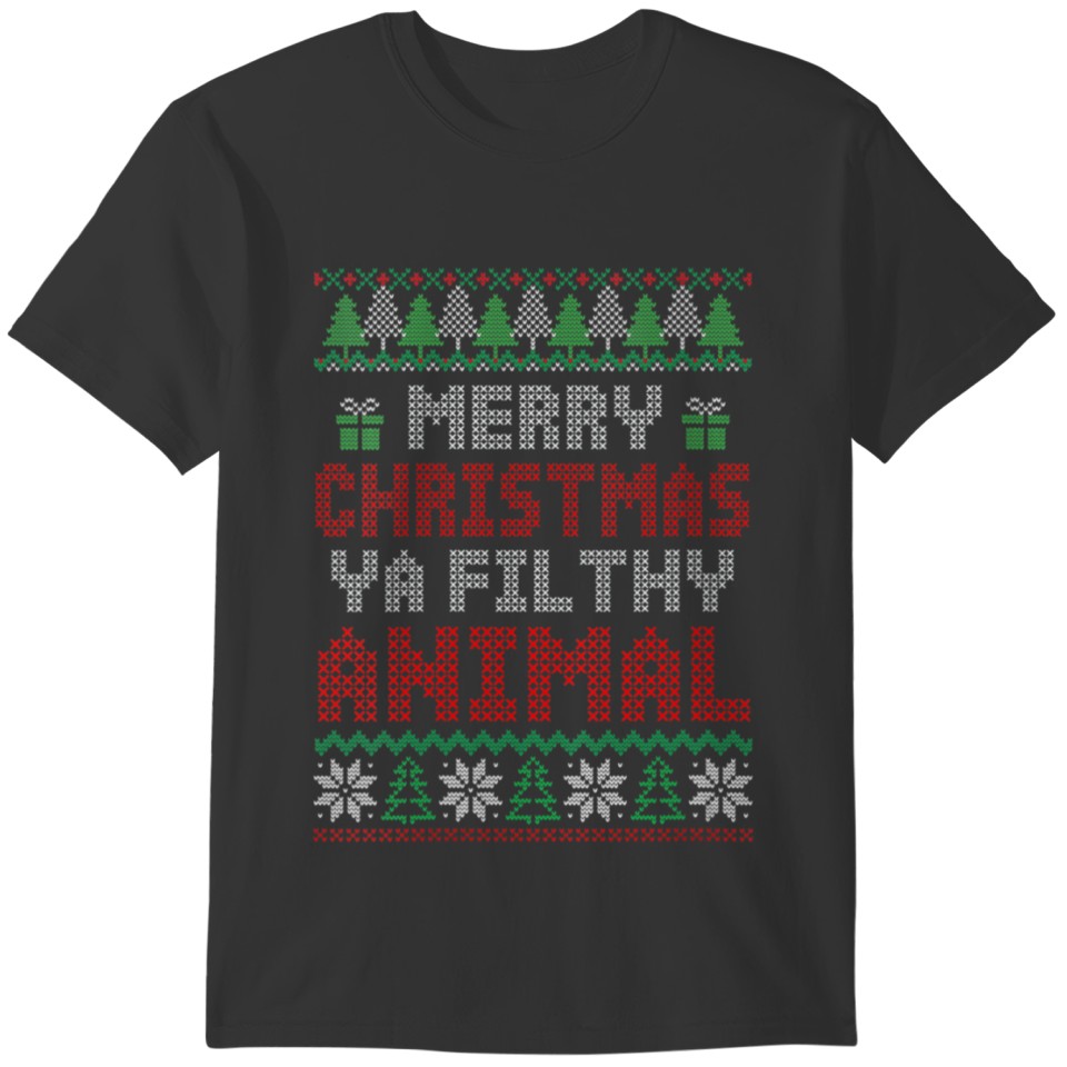 Womens Merry Christmas Animal Filthy Ya T-shirt