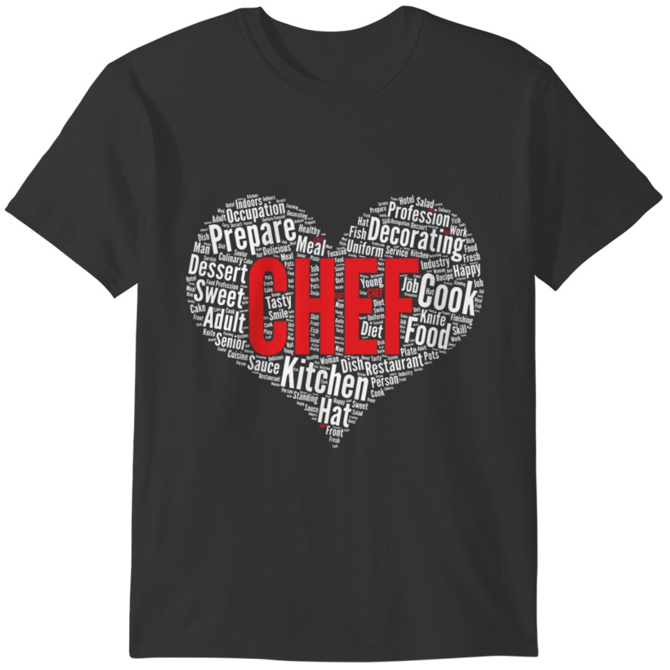 Chef Heart Shape Word Cloud Design Cook product T-shirt