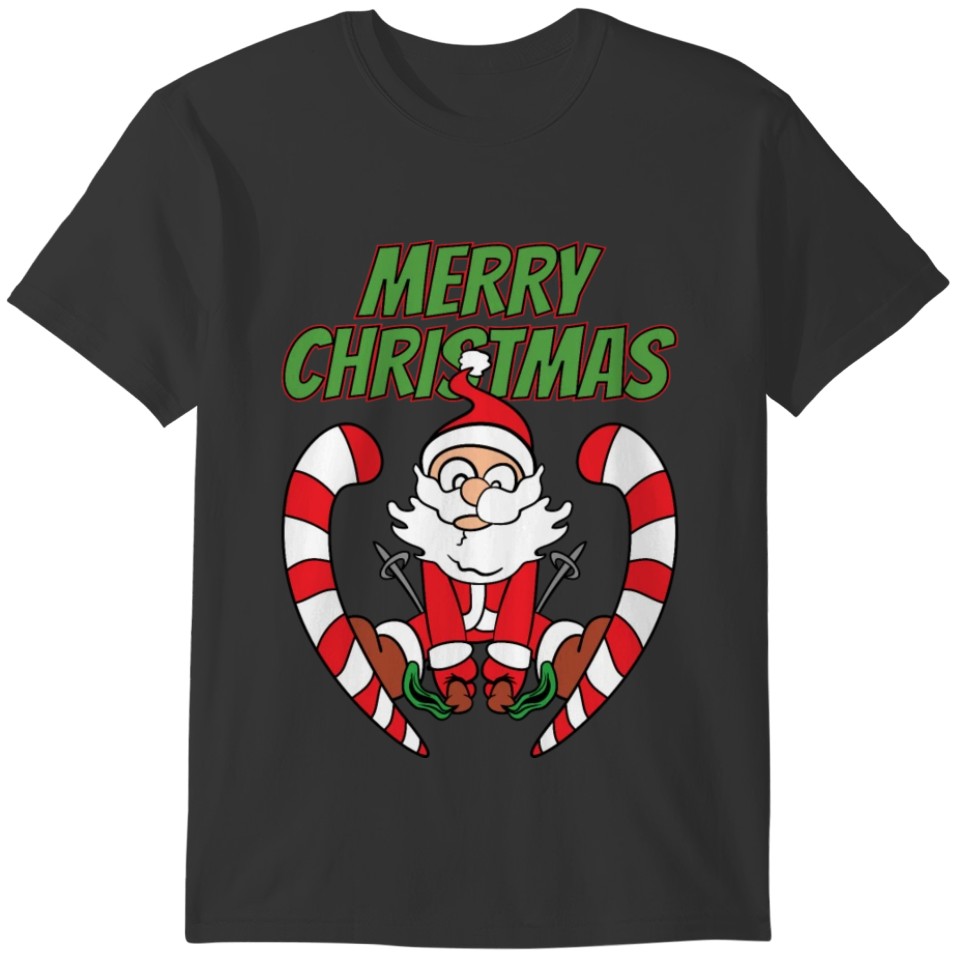 Merry Christmas Santa Claus Skier T-shirt