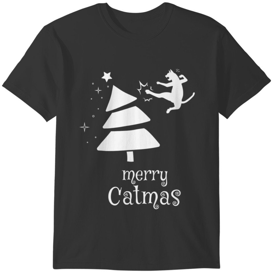 Funny Cat Mom Cat Dad Christmas Merry Catmas T-shirt