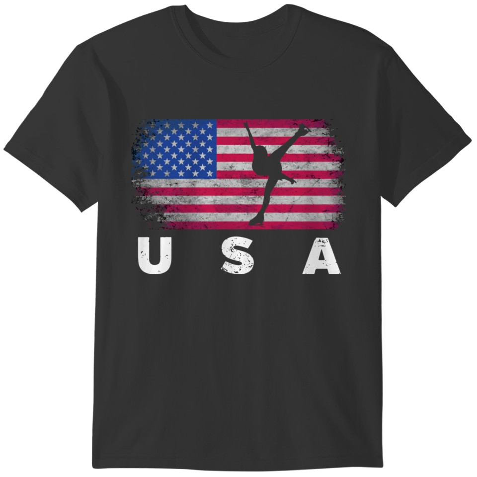 American Flag Figure Skating Cute Us Skaters Gift T-shirt