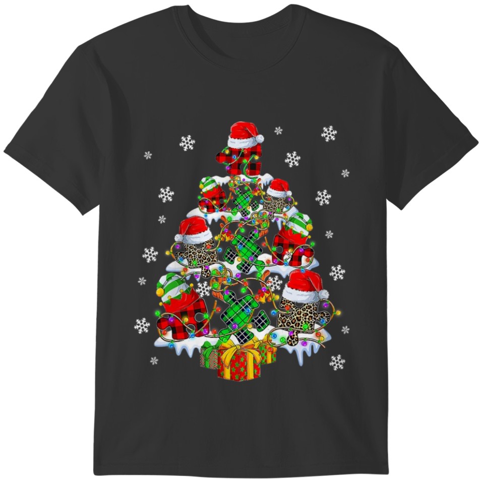 Autism Puzzle Piece Ugly Sweater Christmas Tree T-shirt