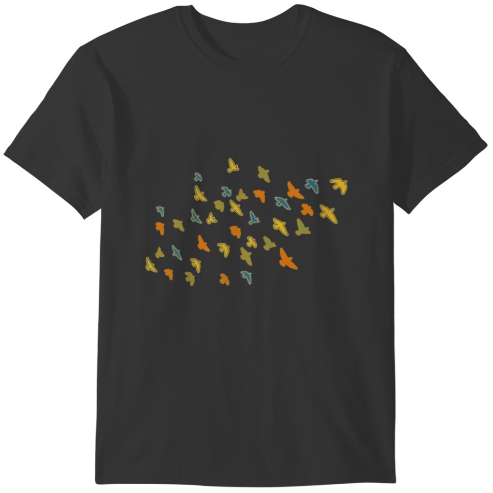 Bird Flock Retro Color Flying Silhouettes T-shirt