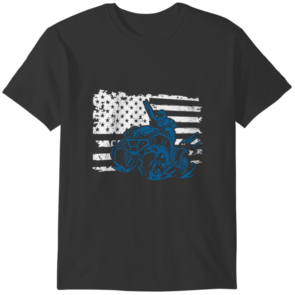 Patriotic USA Flag ATV Quad Bike 4-Wheeler Rider T-shirt