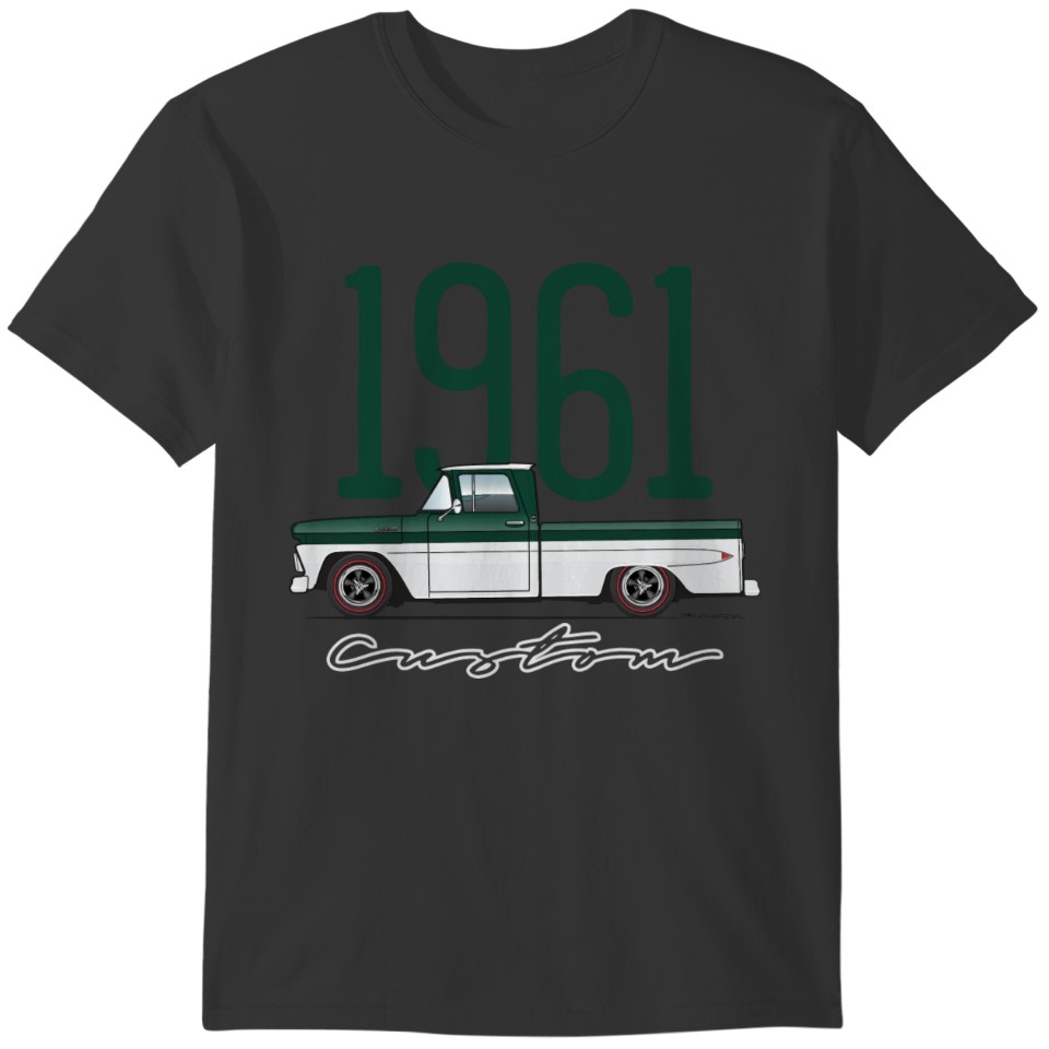 1961 Custom Woodland Green and White T-shirt