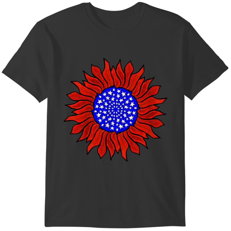 Sunflower Red White Blue patriotic T-shirt
