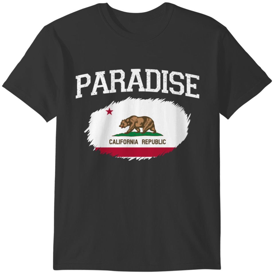 Paradise Ca California Flag Vintage Usa Sports Men T-shirt