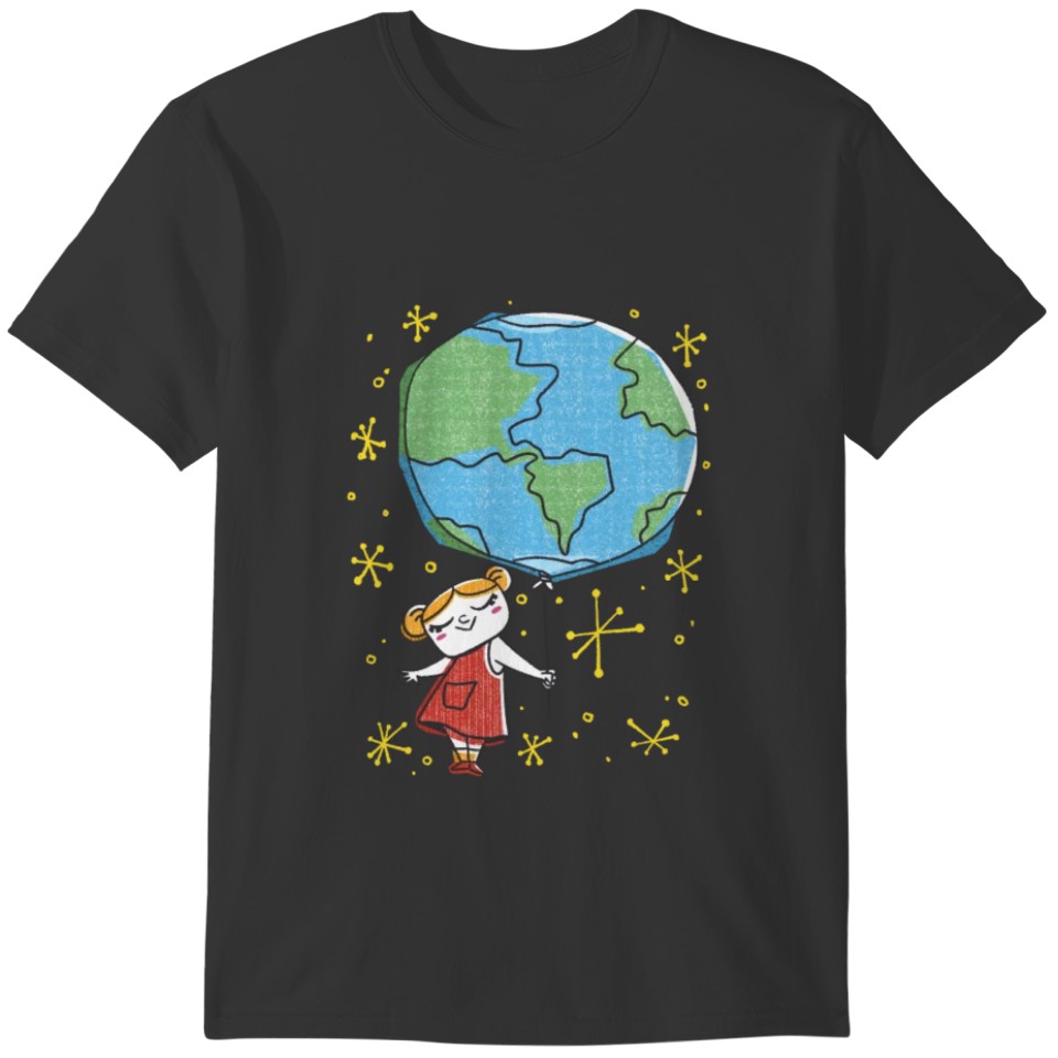 Girl With Earth Ballon T-shirt
