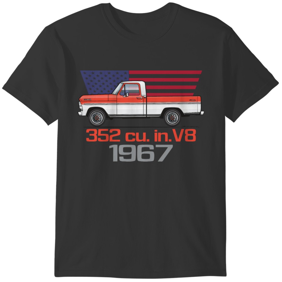 352 V8 Poppy Red and white T-shirt