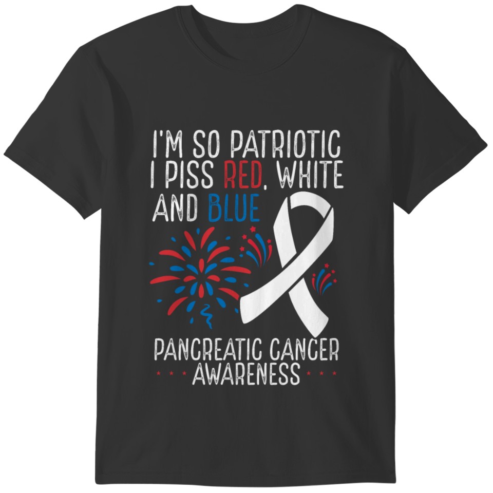4th of July for Men Pancreatic Cancer Awareness T-shirt