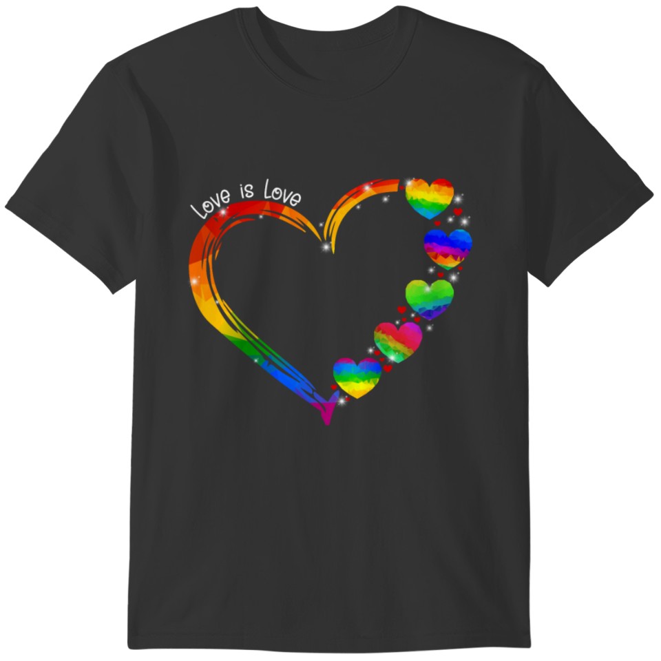 Love Is Love LGBT Rainbow Hearts T-shirt
