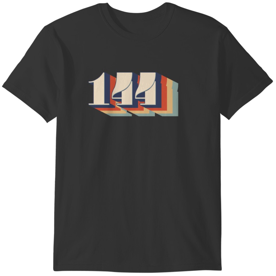 Distressed 144 retro number birthday T-shirt