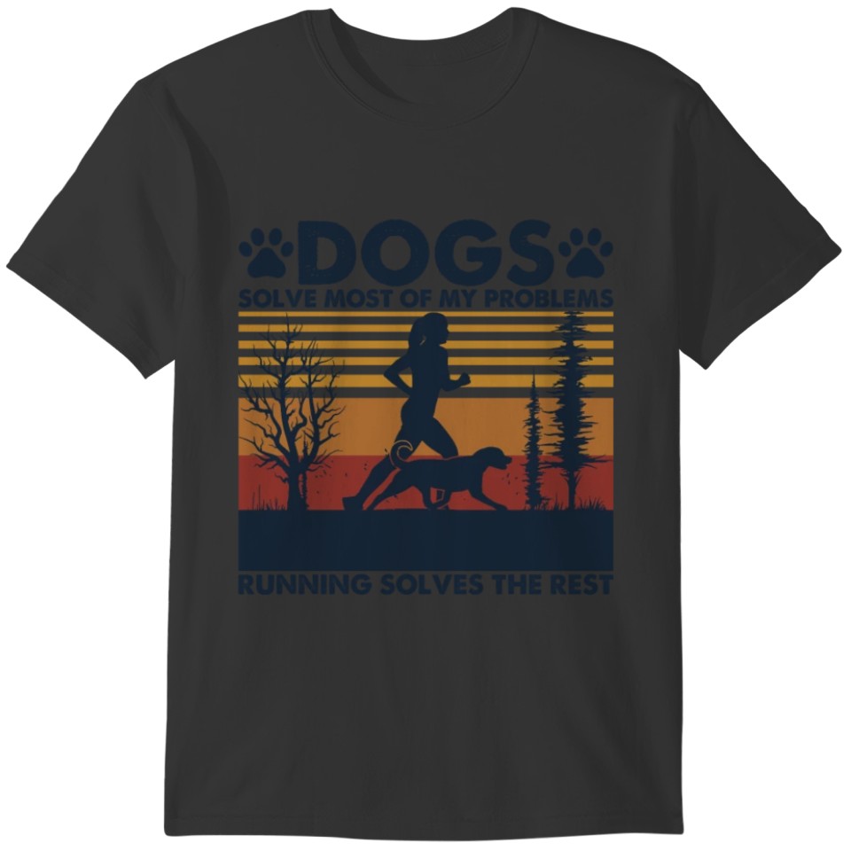 Dogs and Running Vintage Retro Funny T-shirt
