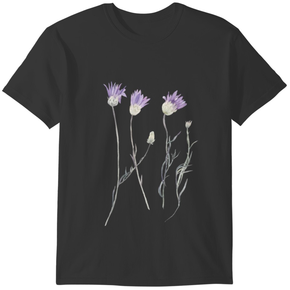 Purple Flowers Immortelle Watercolor T-shirt