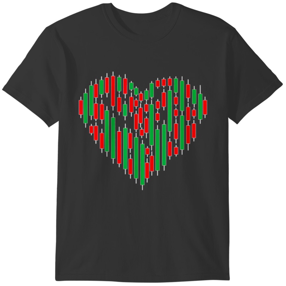 Stock Chart Candlestick Heart Trading Investing T-shirt