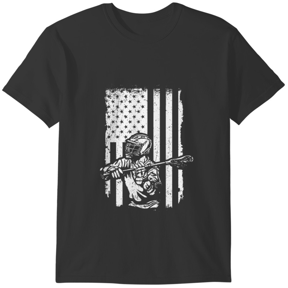 Patriotic American Lax Lacrosse Player With Stick T-shirt