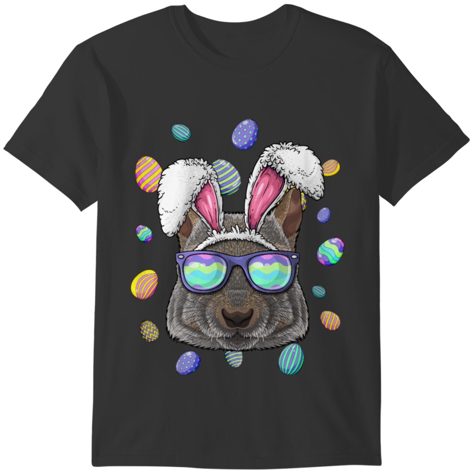 Squirrel Easter Bunny Ears Funny Easter Eggs Hunti T-shirt
