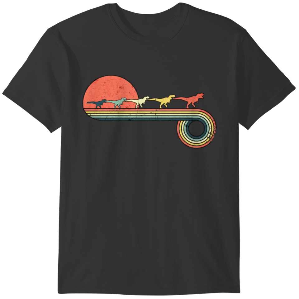 Tyrannosaurus Dinosaur Vintage Sunset Rainbow T-shirt
