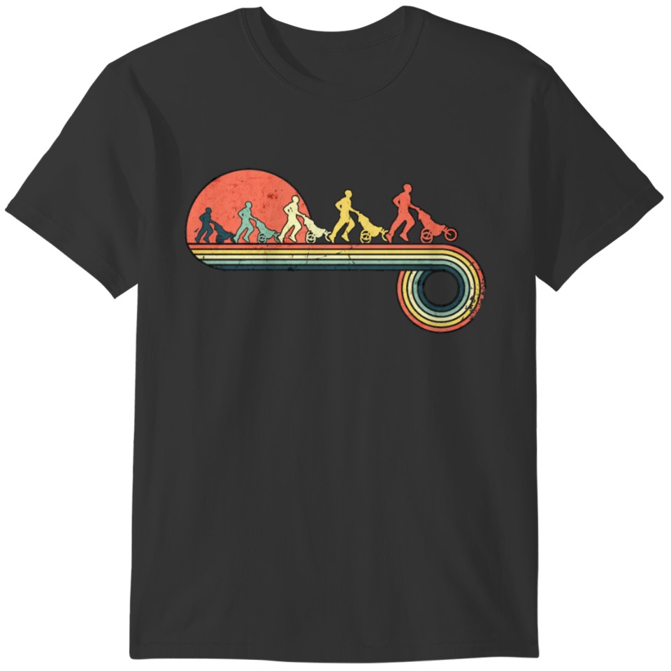 Father Running With Baby Carriage Retro Vintage T-shirt