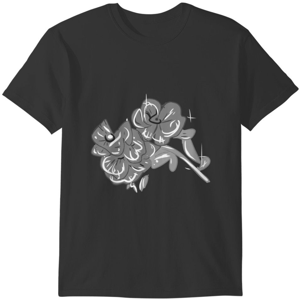Flowers gray plants icon leaves T-shirt