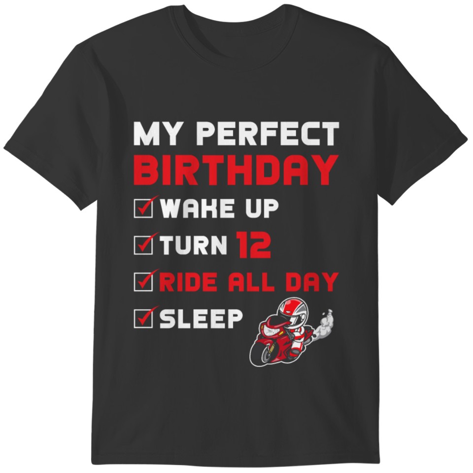 12th Birthday Gift Motorcycle Saying T-shirt