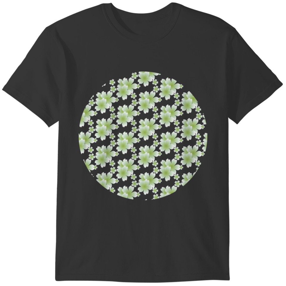 Green Flower Pattern T-shirt