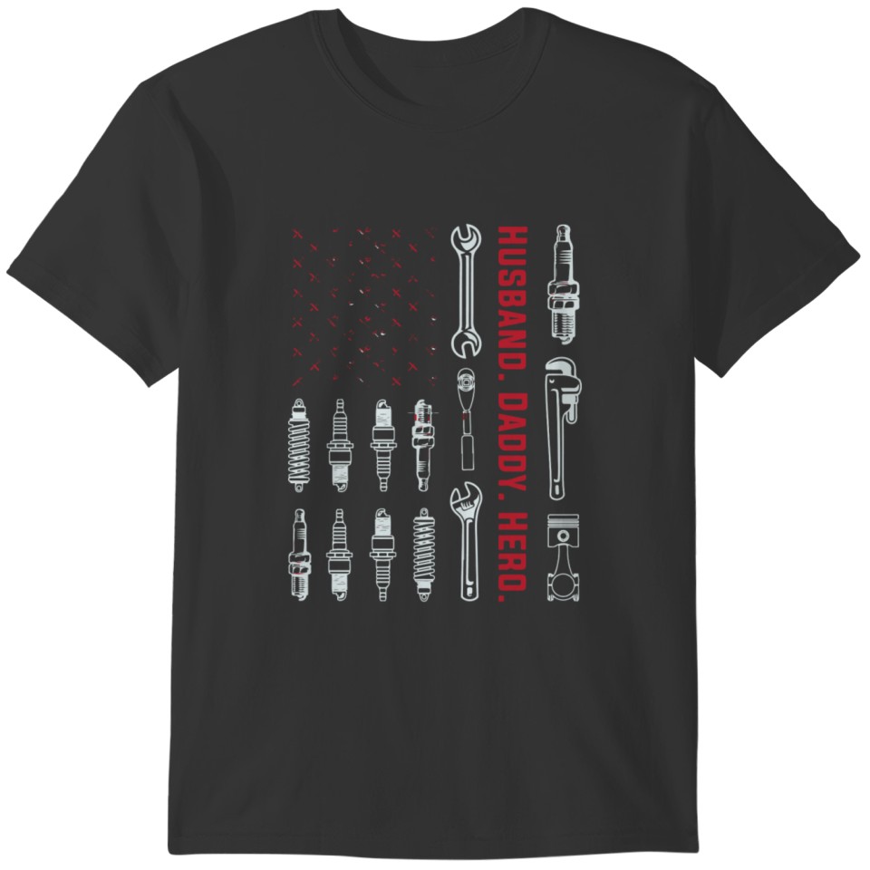 Patriotic American Flag Mechanic Dad T-shirt
