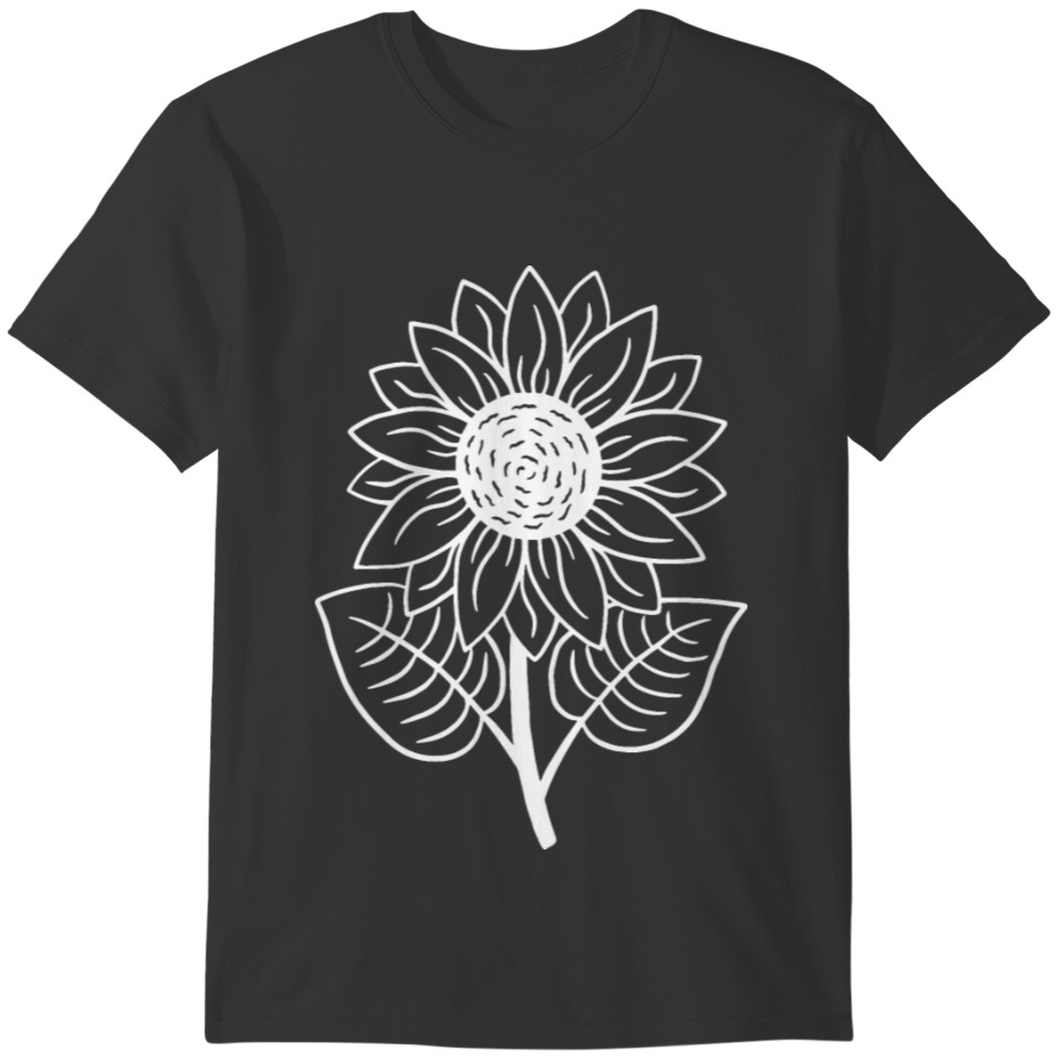 White Sunflower Line Art T-shirt
