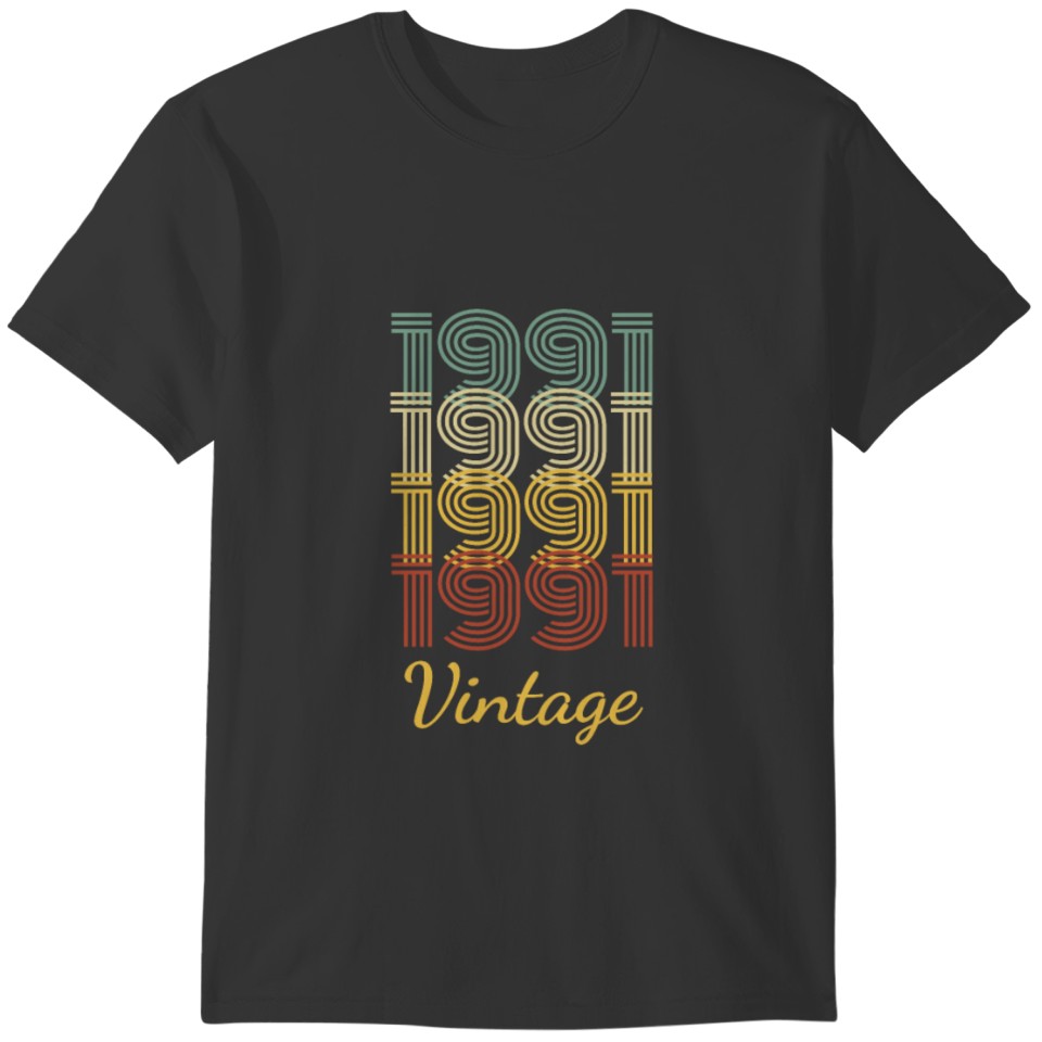 Vintage Birthday Gift Born In 1991 Slogan T-shirt