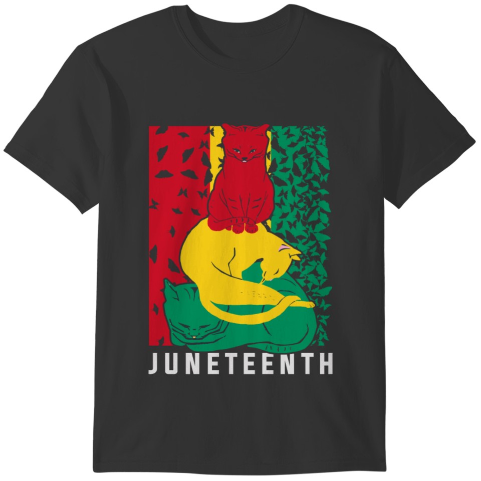 Juneteenth Cat Shirt African American Flag 1865 T-shirt