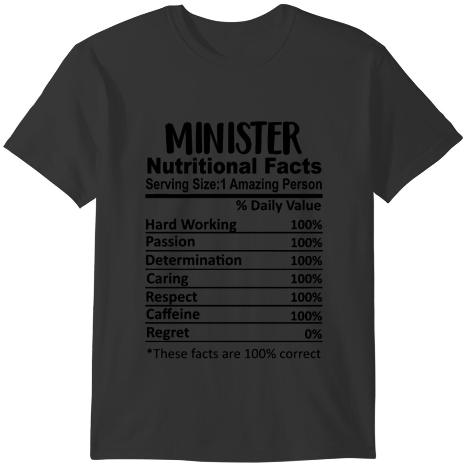 Minister Nutrition Facts Funny T-shirt