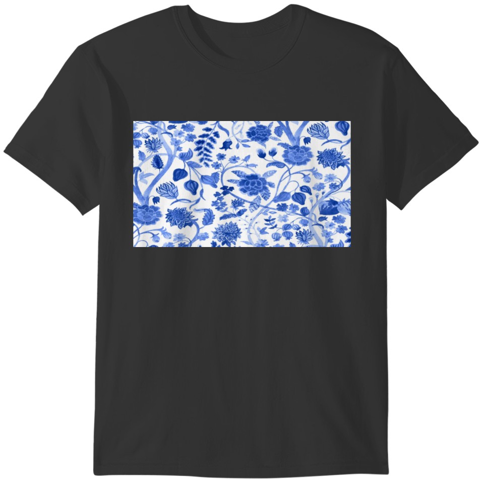 Blue Chinoiserie Blue and White Floral Blue Toile T-shirt
