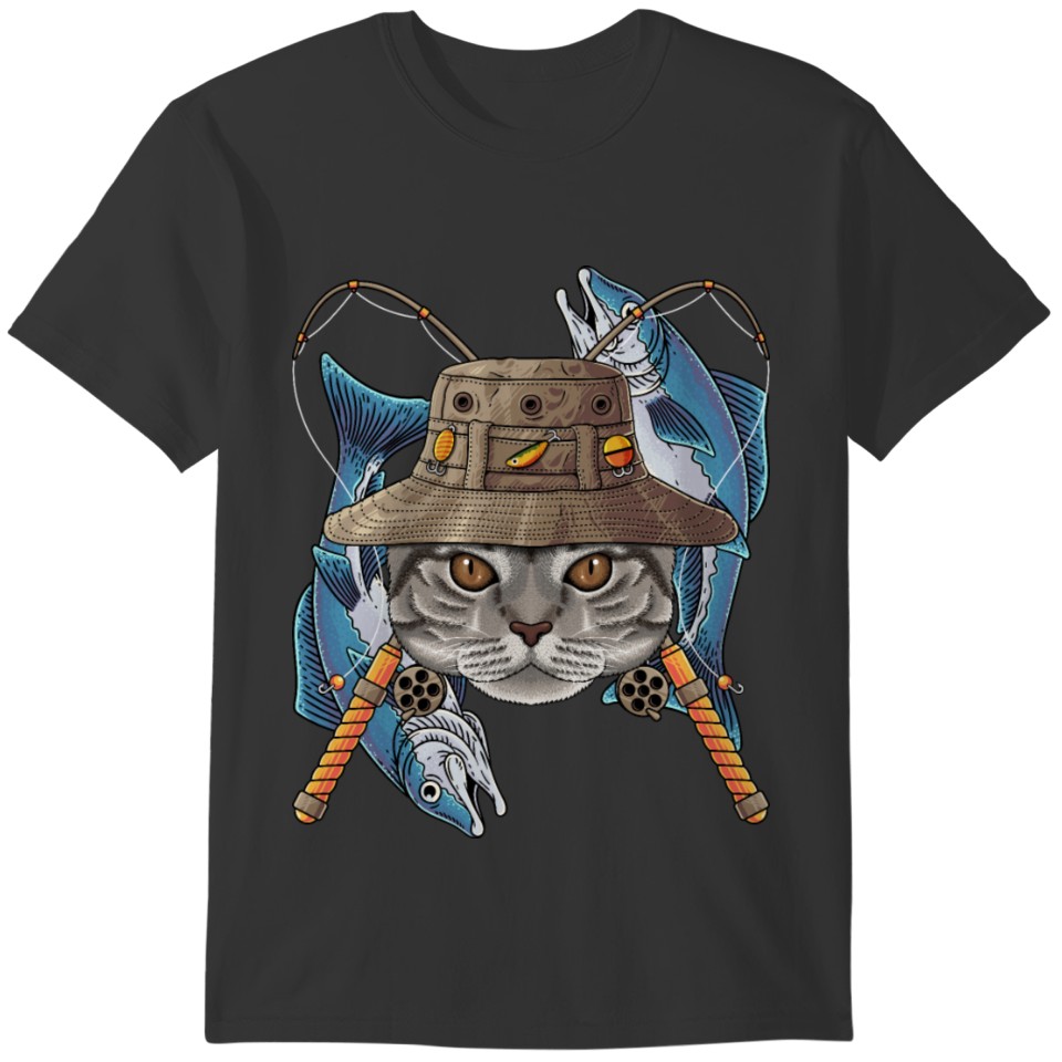 Fishing American Shorthair Outdoor Fisherman Cat F T-shirt