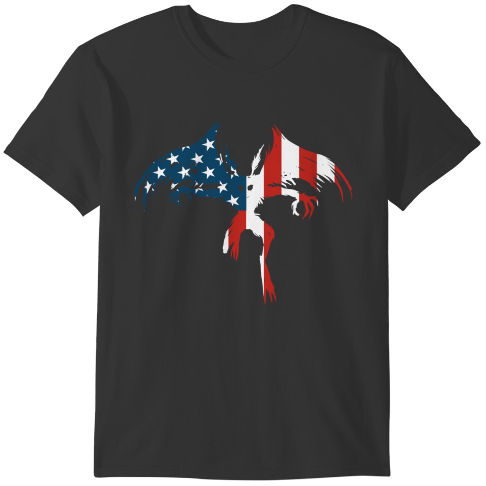 Mothman Cryptid July 4th American Flag T-shirt
