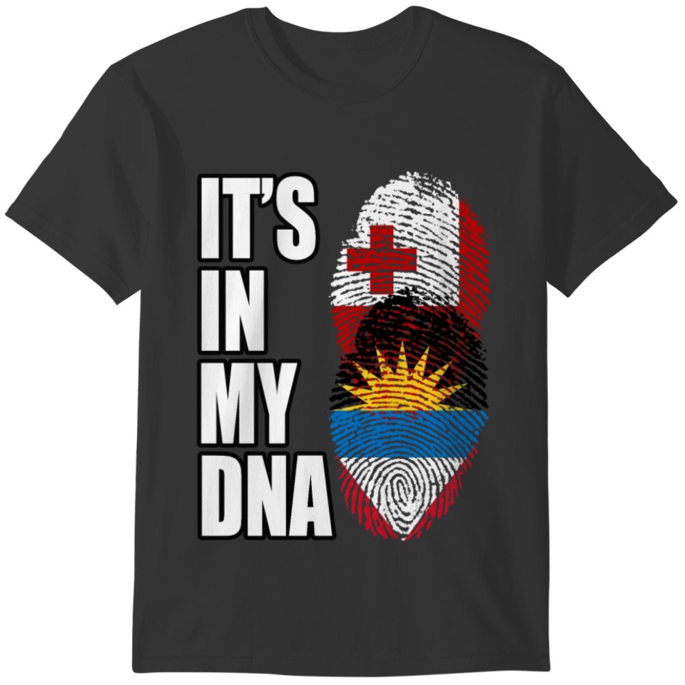 Tongan And Antiguan Mix Heritage DNA Flag T-shirt