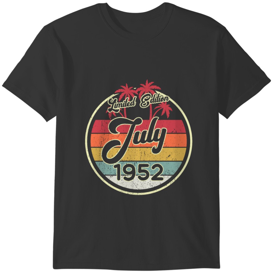 Vintage 80s July 1952 70th Birthday Gift Idea T-shirt