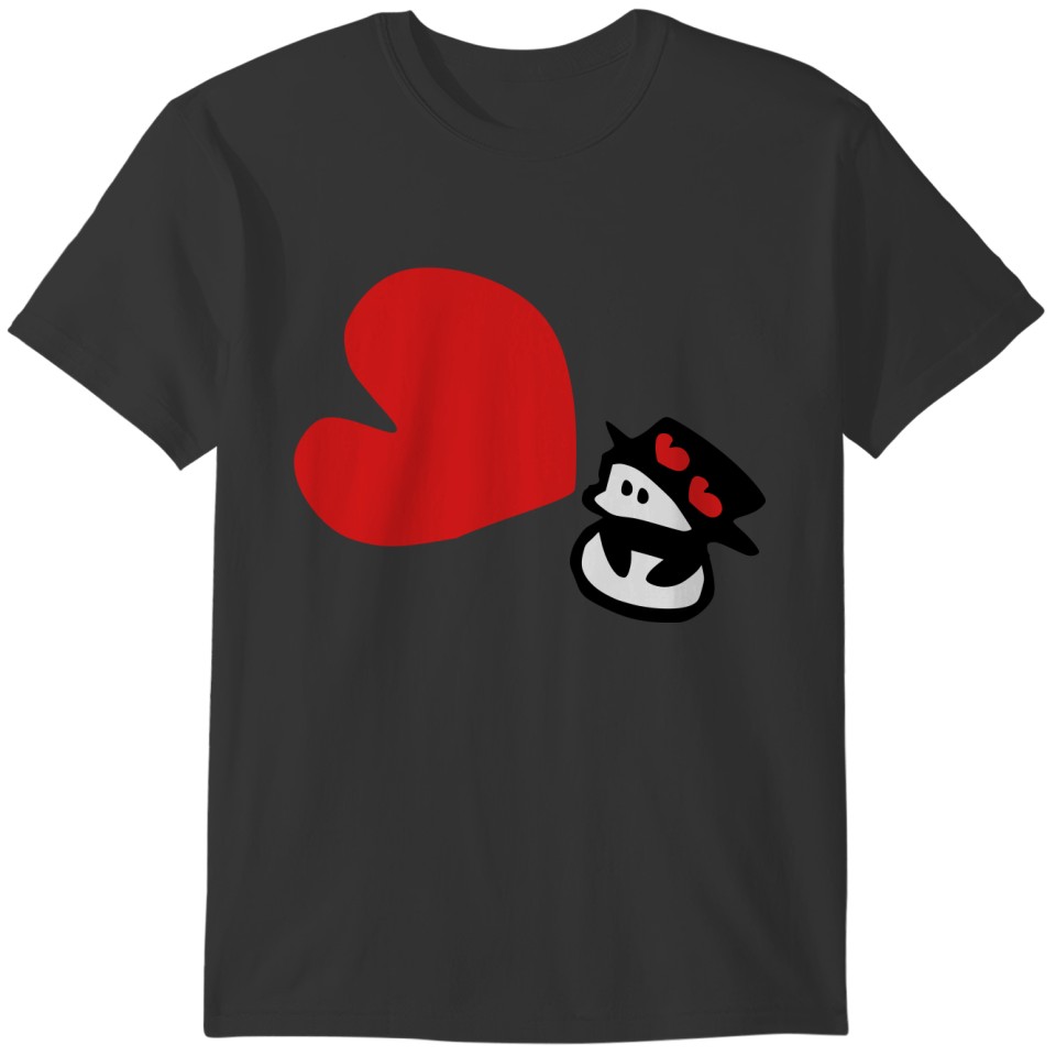 Red heart cute snowman T-shirt
