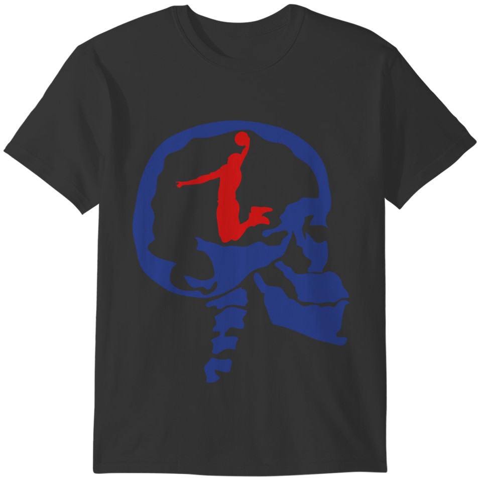 basketball dunk skull head skeleton T-shirt