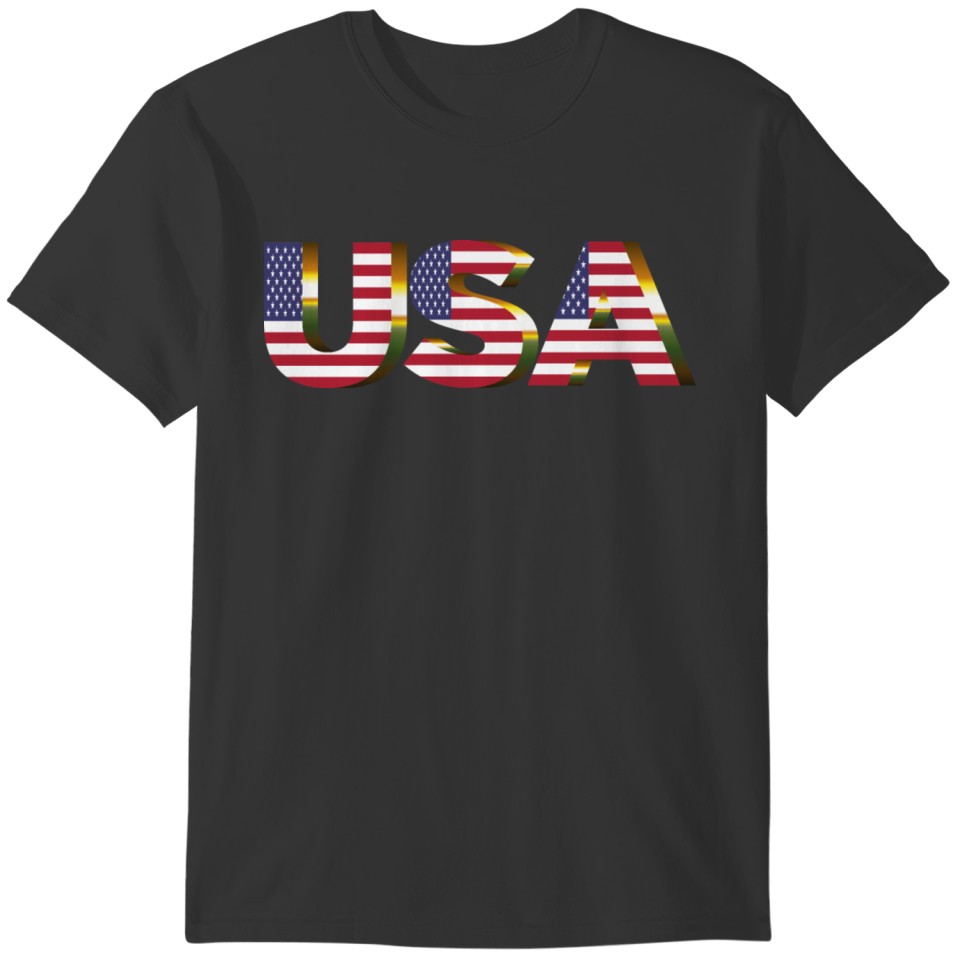 USA Flag Typography Sun Glare No Background T-shirt
