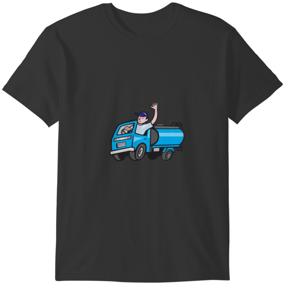 Baby Tanker Truck Driver Waving Cartoon T-shirt