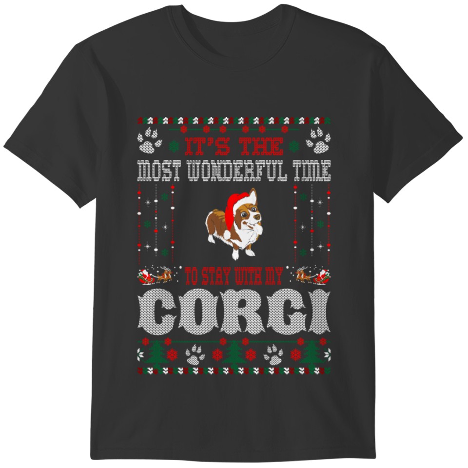 Wonderful Time With My Corgi Christmas Ugly Tshirt T-shirt