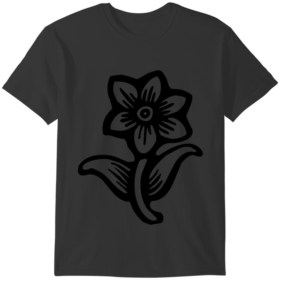 Black & White Flower Illustration 3 T-shirt