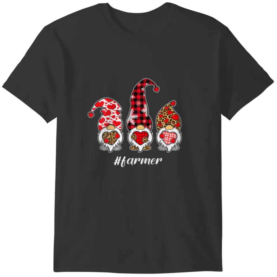 Leopard Farmer Gnome Christmas Valentine Family Gr T-shirt