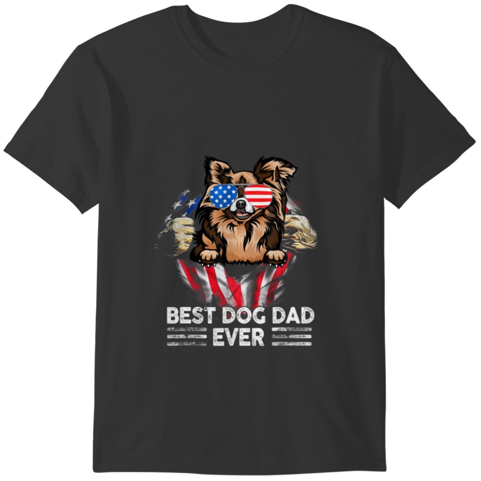 Best Dog Dad Ever Chihuahua Dog American Flag T-shirt